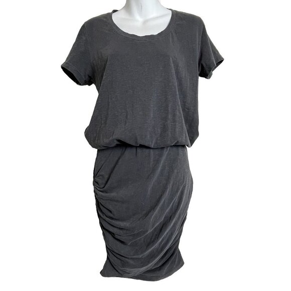 Sundry‎ Charcoal Gray T-Shirt Sarong Ruched Dress Size 2 - Picture 1 of 8